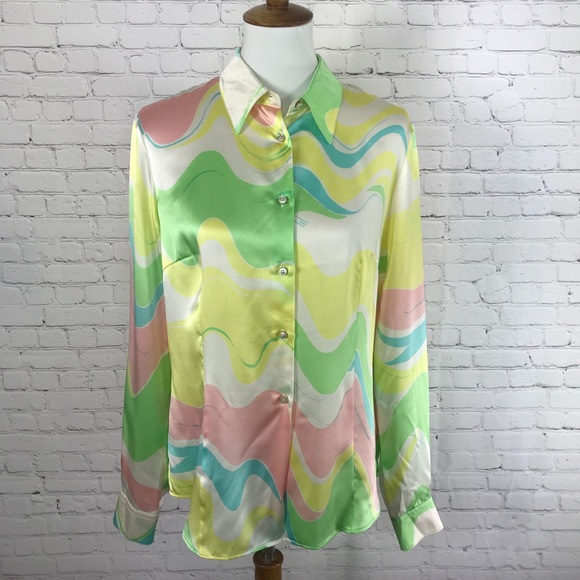 Vintage Tops - Vintage Hippie Disco Button Down Top Size M/L